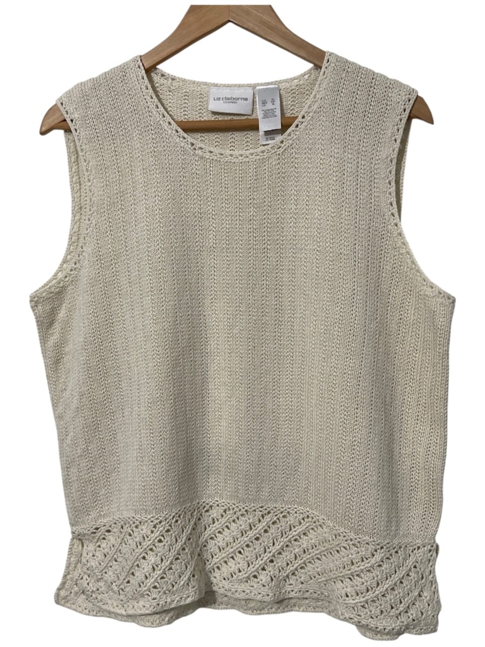Liz Claiborne Crochet Edge Sleeveless Knit Top Womens Size XL Casual